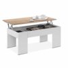 Mesa de Centro Elevable, Mesita de Salón o Comedor, Modelo LC, Acabado en Color Blanco Artik y Roble Canadian, Medidas… - Imagen 4