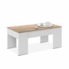Mesa de Centro Elevable, Mesita de Salón o Comedor, Modelo LC, Acabado en Color Blanco Artik y Roble Canadian, Medidas… - Imagen 5