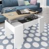 Mesa de Centro Elevable, Mesita de Salón o Comedor, Modelo LC, Acabado en Color Blanco Artik y Roble Canadian, Medidas… - Imagen 6