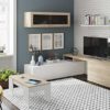 Mesa de Centro Elevable, Mesita de Salón o Comedor, Modelo LC, Acabado en Color Blanco Artik y Roble Canadian, Medidas… - Imagen 8