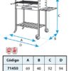 Imex El Zorro 71450 71450-Barbacoa con ruedas y parrilla inox, 88 x 68 x 40 cm, color negro, 88x68x40 cm - Imagen 3